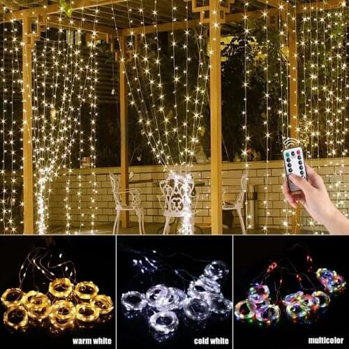 USB String Lights Fairy Garland Curtain Lights Remote Control Lighting Lamp Wedding Party LED Strip Home Aesthetic Room Decor