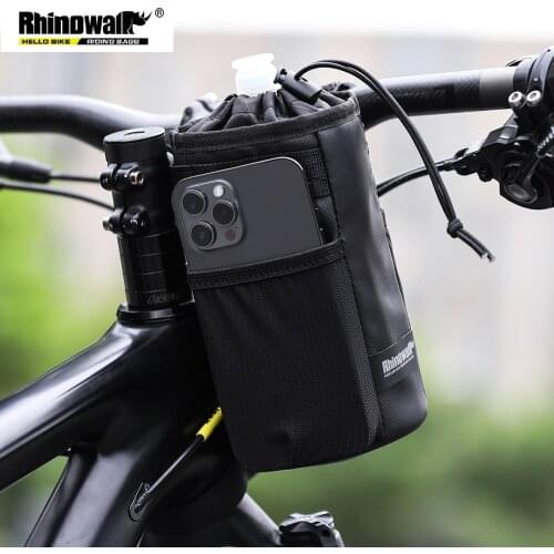 Rhinowalk Bike Cup Holder Bicycle Water Bottle Carrier Handlebar Drink Holder with Pockets Phone Bag Bike Handlebar Bottle Bag