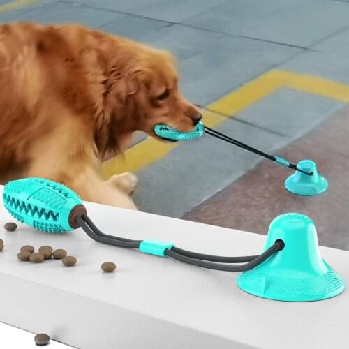 Puppy Chew Toy Dog Rope Ball Pull Toy with Suction Cup Chew Tug Toys Sucker Ball Can Leakage Food Dog Toothbrush Teether Dog Toy