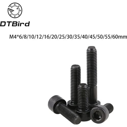 50pcs/lot DIN912 Hex Socket Head Cap Screw M4*6/8/10/12/16/20/25/30/35/40/45/50/55/60mm Alloy Steel M4 black screws bolts