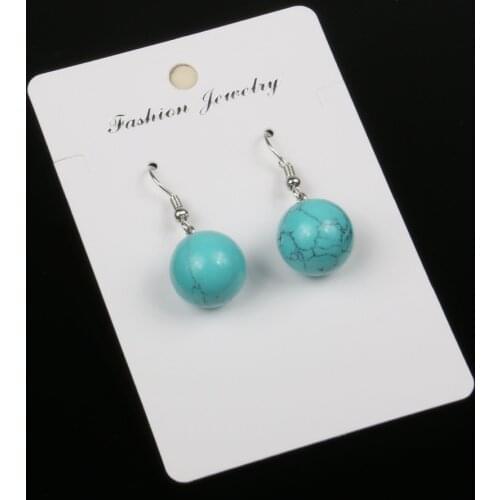 Women earrings retro simple water drop shape engraving natural stone turquoises features texture stone earrings