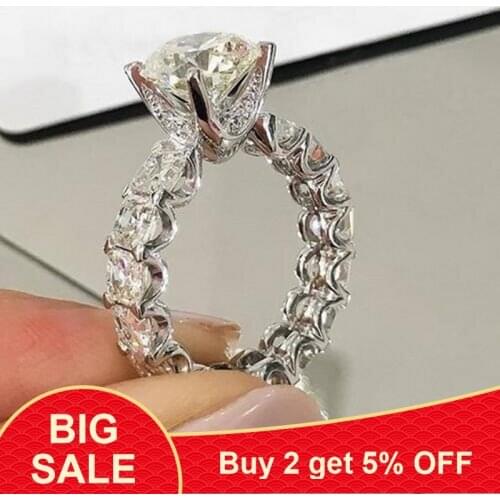 Dazzling ring 925 Sterling silver Round 3ct AAAAA Cubic Zirconia Engagement wedding band Rings for women Bridal Fashion Jewelry