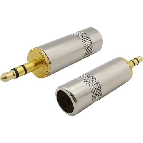 1Pcs 3.5mm Audio Plug Stereo Earphone Wire Connector Silver 3.5mm 3 Pole Male Plug Stereo Audio Headphone Welding Cable Adapter