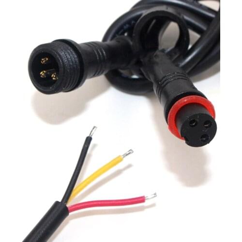 1pcs PVC Black Waterproof Line Male and Female Head Docking Copper 3-Pin for Outdoor Monitoring LED Lamp Car Connector