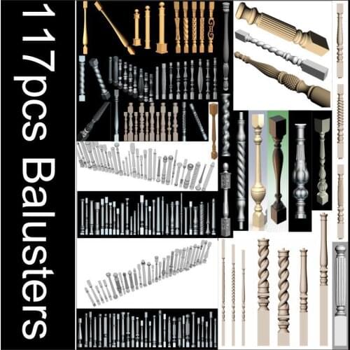 117pcs Balusters 3d model STL relief for cnc STL format Balusters Relief Model STL Router Engraver ArtCam