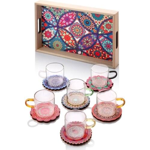 13 piece Tile design Colorful Tea Set