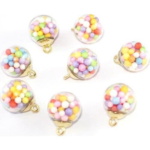 2pcs/lot new creative colorful glass ball charms connectors for diy fashion earrings jewelry making pendant accessories