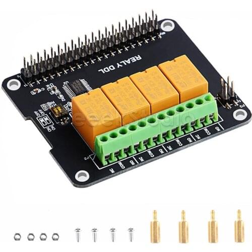 4 Channel Relay Hat Board For Raspberry Pi 4B / 3B+ (Plus) / 3B / 2B
