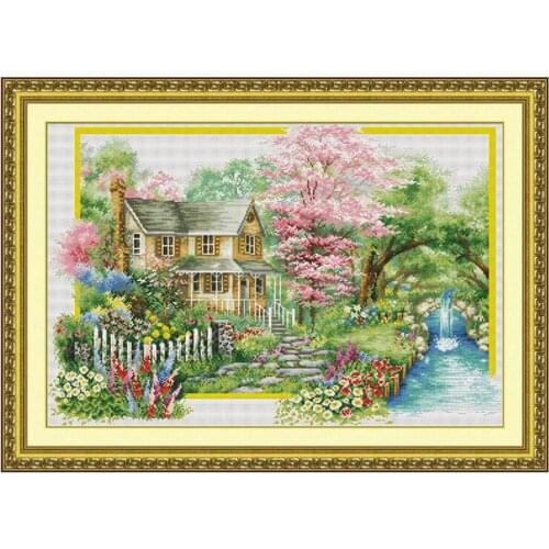 4 kinds of Home Decoration Stamped Cross Stitch Kits 11 Count Embroidery Package Four Seasons