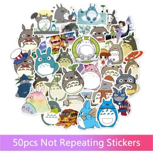 50PCS Anime Kawaii Totoro Cartoon Stickers Skateboard Fridge Guitar Laptop Motorcycle Travel Luggage Waterproof Stickers toys