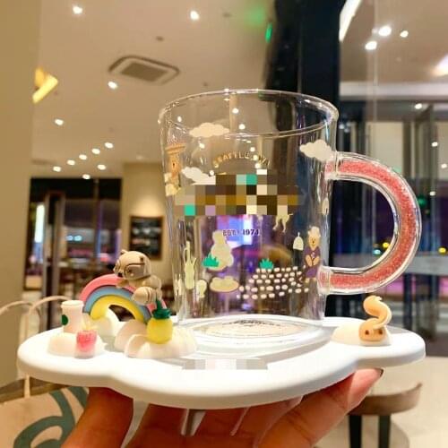 African Coffee Animal Glass Bear Stirring Stick Water Cup Animal Coaster Set Cute Water Bottle Moet