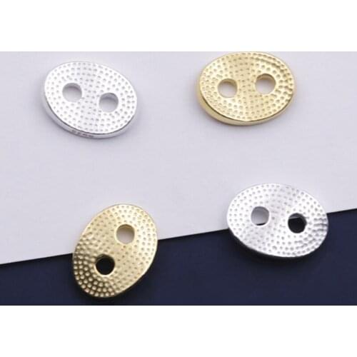 925 Sterling Silver Pretty Oval Double Holes Shim Spacers 11x8mm Decoration Button End Cap Beading Spacer DIY Jewelry Making