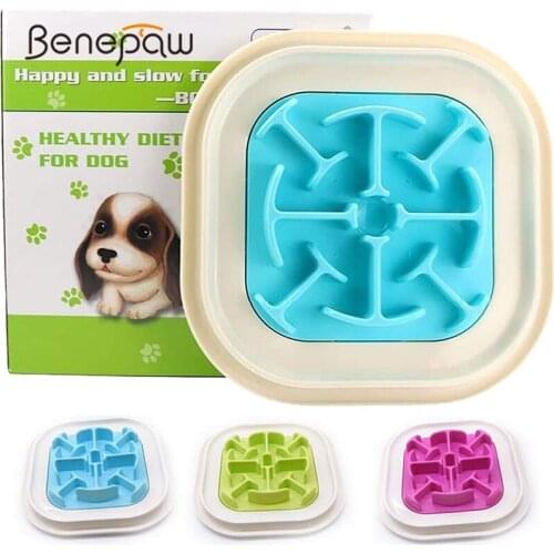 Benepaw Durable Eat Slow Feeder Dog Bowl Nontoxic Nonslip Anti-Gulping Pet Food Feeding Dishes Preventing Choking Easy To Clean