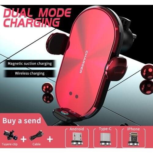 10W Qi wireless charger smart induction fast charging car phone holder for Samsung S9/8 iphone 8Plus 12/12Pro 11/11Pro Xiaomi 9