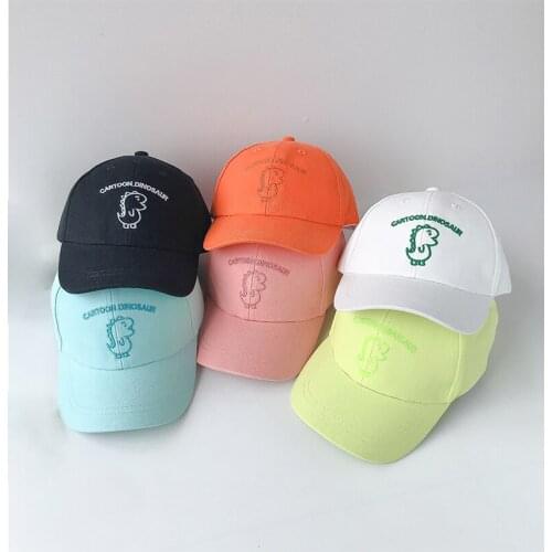 Lovely Cartoon Dinosaur Pattern Baby Hats Spring Autumn Cotton Baby Baseball Hats Kids Boys Girls Letter Embroidery Peaked Caps