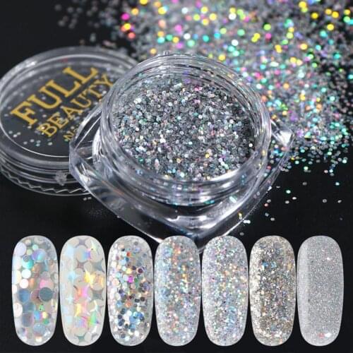 8 Pcs Glitter Nail Sequins Holographics Powder Shining Irregular 3D Hexagon Colorful Sequins Summer Popular DIY Nail Art Decorat