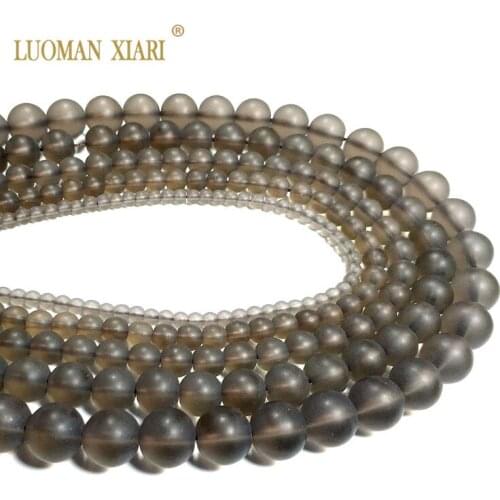 Wholesale Dull Polish Smoky Quartzs Natural Stone Beads For Jewelry Making DIY Bracelet Necklace 4/6/8/10/12mm Strand 15