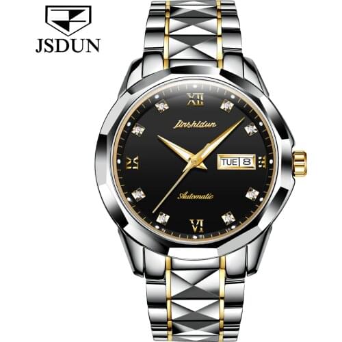 Luxury Men Watches Automatic Sapphire Black Watch Men JSDUN Japan movement Waterproof Business Sport Mechanical Wristwatch 8813
