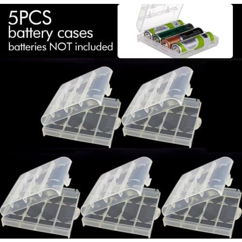 5PCS AAA Battery Case Battery Container Holder Box Cover Organizer Hard Clear Plastic Battery Storage Case for 18650 AA AAA