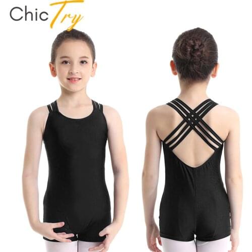 ChicTry Kids Teens Sleeveless Ballet Leotard Stage Dance Costume Children Girls Solid Color Gymnastics Leotard Unitards Bodysuit