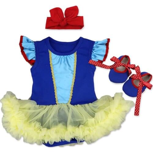 Christmas Halloween Ruffle Tutu Romper Dress Baby Girls Snow White Anna Princess Kids Xmas Party Dresses Cotton Newborn Costume