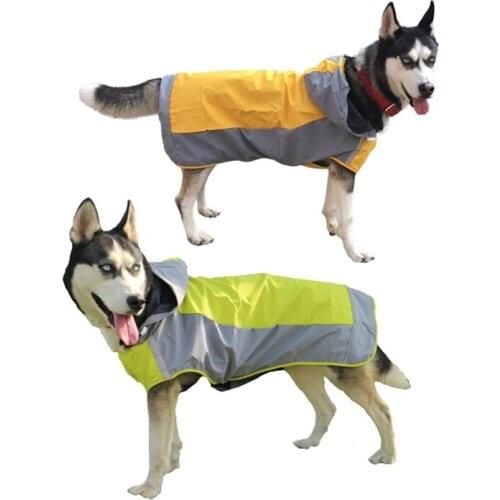 Dog Hooded Raincoat Quick Dry Pet Dog Slicker Rain Poncho Waterproof Jacket Pet Raincoat with Reflective Strip For Big Dogs