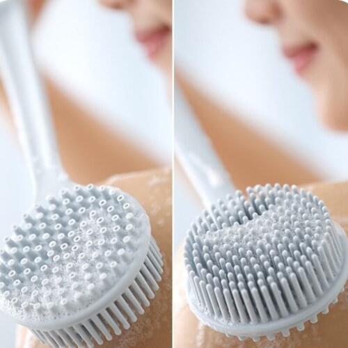 Double Sided Silicone Back Scrubber Multifunctional Bath Shower Body Exfoliating Massage Shampoo Brush with Long Handle Au11 21