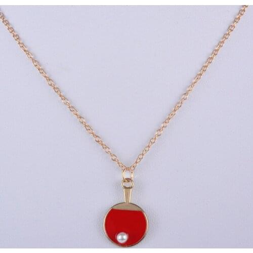 Enamel Table Tennis ping-pong ball pendant necklace gold color link chain necklace jewelry choker women fashion jewellery