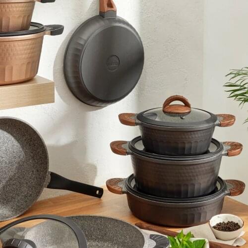 Emsan New Diamante 7 Piece Granite Cookware Set Black