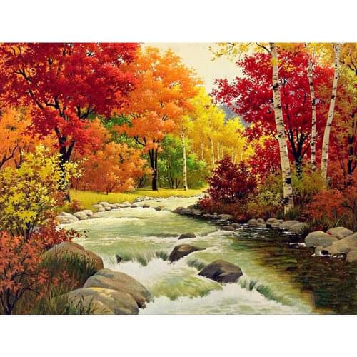 Full square/round Embroidery customizable River maple 5D diamond painting cute bear 3D Cross stitch kits mosaic wall stickers