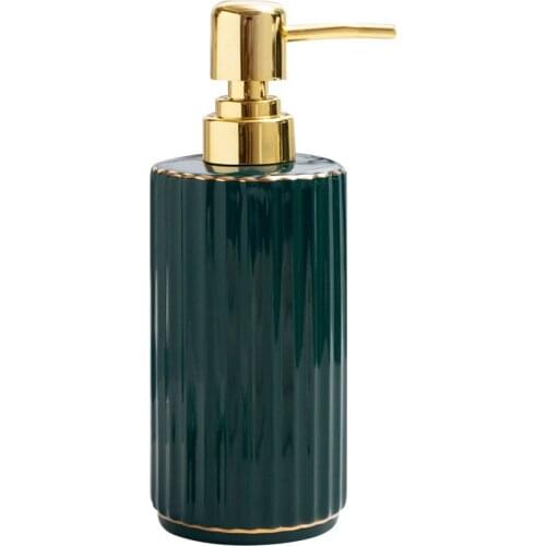 Ceramic Liquid Soap Dispenser Porcelain Bath Shampoo Shower Gel Bottle Gold Head Bath Hardware Birthday Present Blue/White 370ML