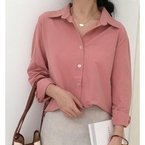 Fashion Korean Clothing 2020 Ladies Tops White Shirts For Women Button Blusas Mujer De Moda Solid Full Harajuku Blouse 0241