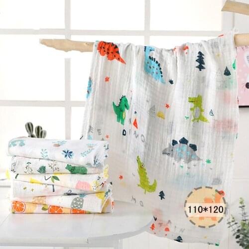 Muslin 110*120cm Bamboo Cotton Baby Swaddles Soft Newborn Blankets Bath Gauze Infant Wrap Sleepsack Stroller Cover Play Mat