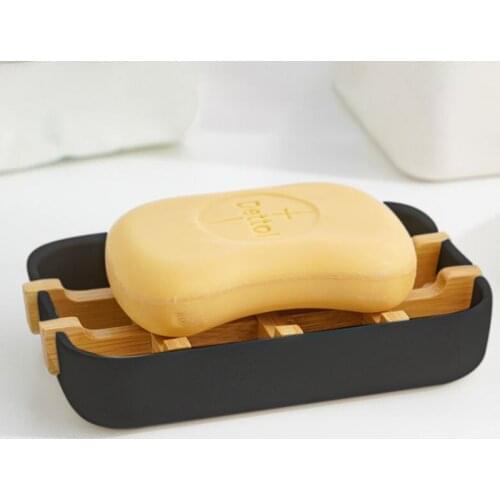 Soap Dish Bamboo Self-Draining Soap Dish Soap Dish Washroom Bathroom Kitchen Bathtub Bar Sink White And Black New