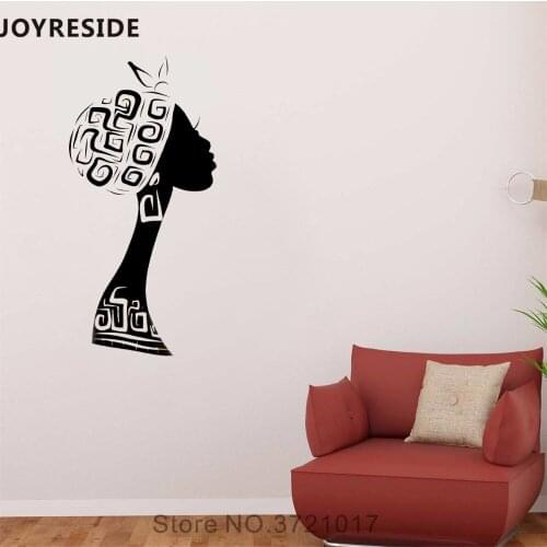 JOYRESIDE African Girls Wall Decal Beautiful Woman Wall Sticker Fashion Vinyl Decal Home Livingoom Decor Interior Designed A732