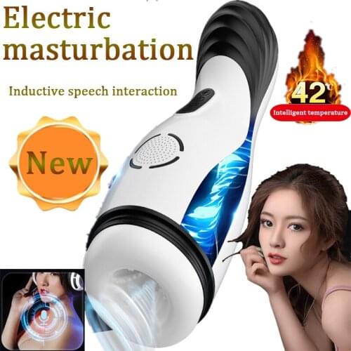2021 the latest intelligent thermostatic masturbation device for men electric airplane cup retractable heating of adult sex toys