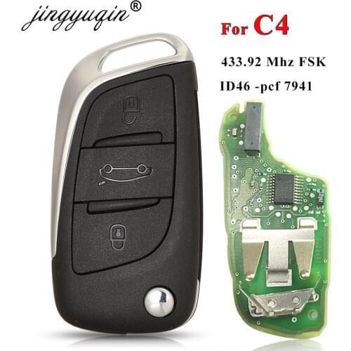 Jingyuqin 5X OEM Original 433.92Mhz FSK ID46 PCF7941 Chip Flip Car Key for Citroen C4 C-Quatre 3 Button Auto Folding Remote Fob