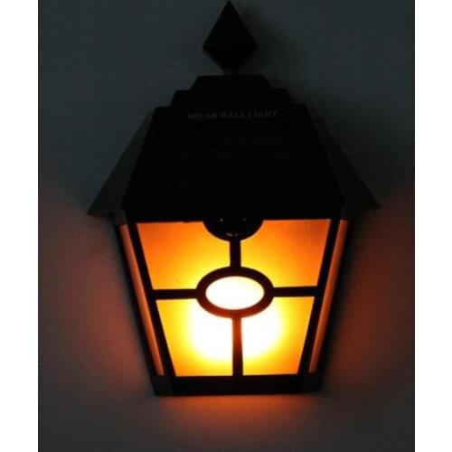Retro Hex Solar Flame Lamp LED Light Control Plastic Waterproof Pane Courtyard Fence Garden Landscape Outdoor Wall Light