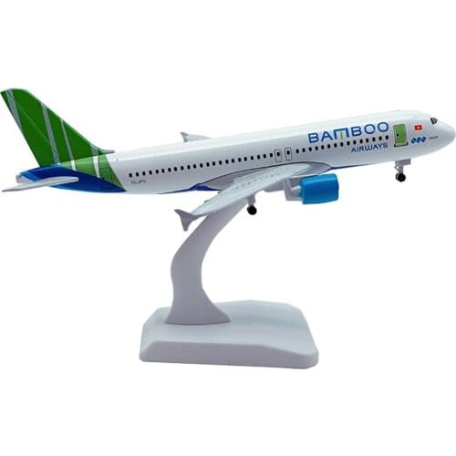 20cm Aircraft Bamboo Airways Airbus A320 with Landing Gear Alloy Plane Model Toys Children Kids Gift for Collection Decoration
