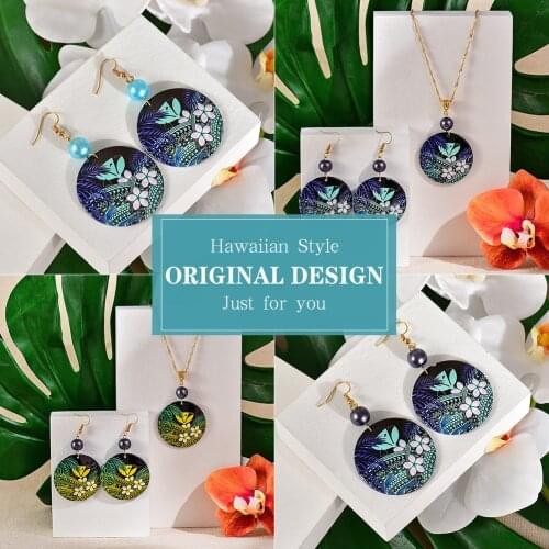 Cring Coco Yellow Acrylic Earrings Hawaiian Plumeria Round Big Drop Earings Wholesale Guam Marshall Island Jewelry for Women