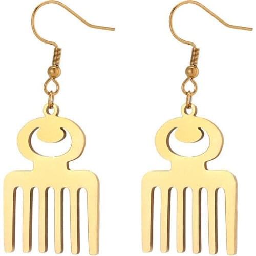 Gold Silver Color Stainless Steel African Symbol Earrings Ethnic Jewelry Adinkra Gye Nyame Drop Earrings Women Gifts