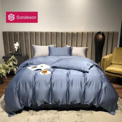 Sondeson Blue Noble 100% Silk Bedding Set Beauty Silk Queen King Quilt Cover Flat Sheet Or Fitted Sheet Pillowcase For Sleep