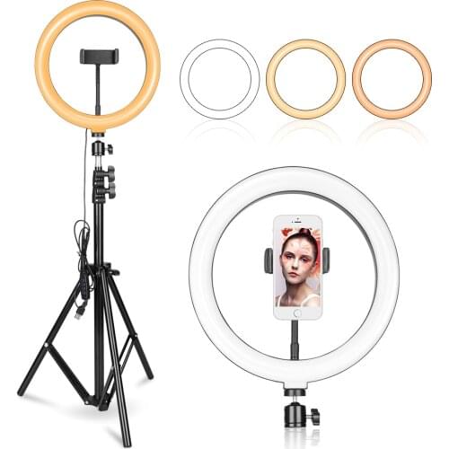 10 inch/26cm Dimmable LED Ring Light Camera Photo Studio Photography Video Makeup Ring Lamp Tripod Stand For Smartphone Youtube