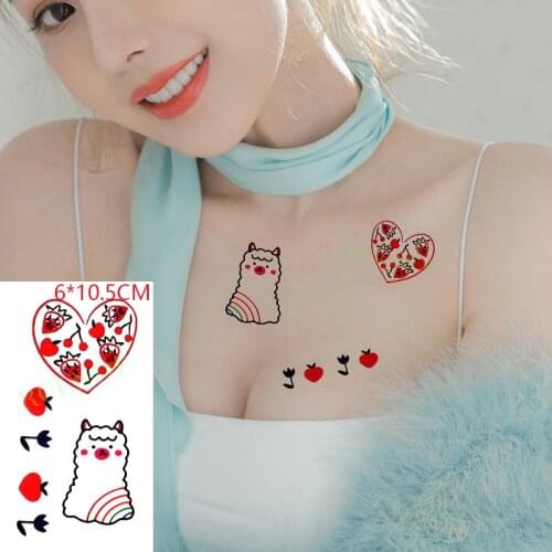 Waterproof Temporary Tattoo Sticker Cherry Strawberry Cute Cartoon Fruit Love Body Art Flash Tattoo Fake Tattoo for Women Men