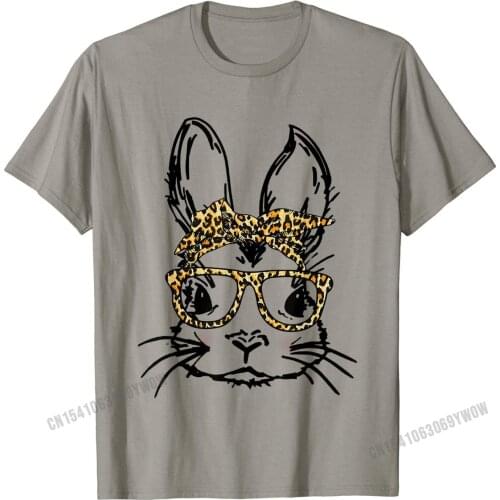 Funny Cute Bunny Wearing Glasses Leopard Easter Day T-Shirt CrazyFashionable Tops T Shirt Special Cotton Men Top T-shirts