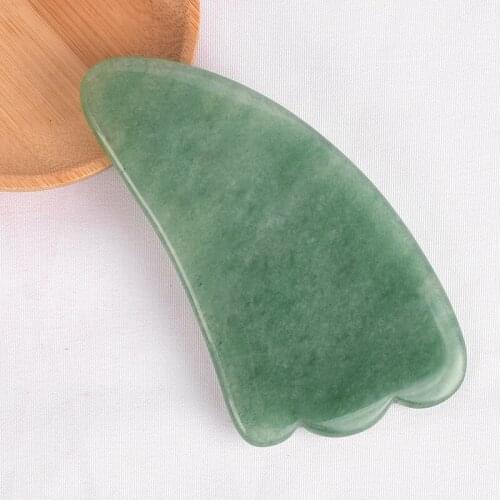 Green Aventurine Natural Jade Stone Facial Skin Guasha Board Pain Reliever for Body Back Scraping Pressure Traditional Therapy