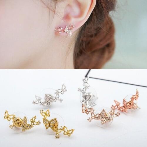 New Hot Fashion 925 Sterling Silver butterfly Earrings for Women Girls Gift Fashion Statement Jewelry korean earrings