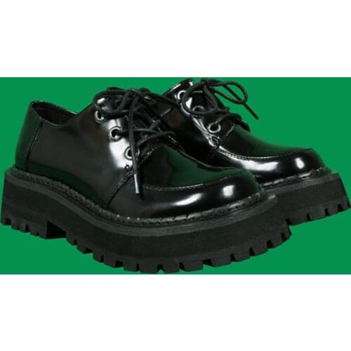 Brand New For Dropship PU Leather Street Cool Black Gothic Style Cosplay Girl Cute Comfy Walking Oxford Flats Shoes Women