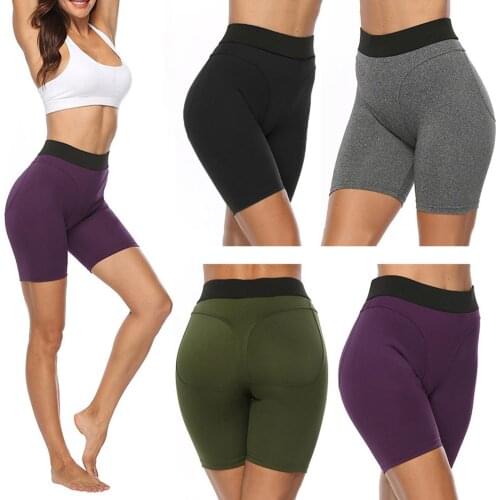Women Active Mid Thigh Stretch High Waist Cycling Shorts Ladies Sport Wear Fitness Leggings Bicycles Workout Sweatpants