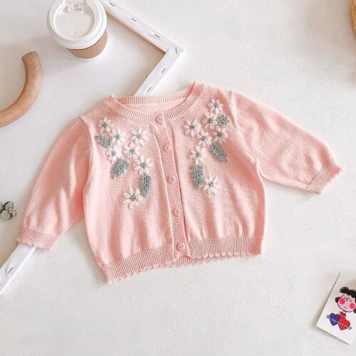 0-2Yrs Baby Girls Coat Baby Children Clothing 2020 Spring Autumn Girls Sweet Embroider Long Sleeve Kids Cardigan Coat
